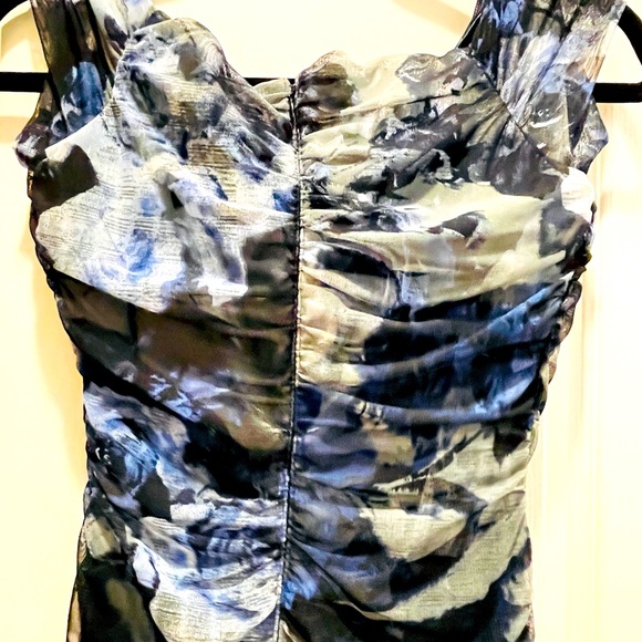 Alex Evenings Blue Floral Ruched Cocktail Dress, Size 4 - Picture 5 of 8